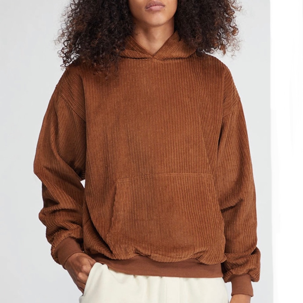 NWT PacSun Mens Brown Corduroy Hoodie Size Small